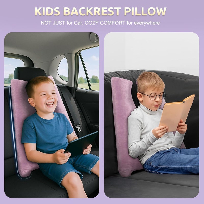 FAIORD Car Pillow for Kids, Travel Pillow with Adjustable Strap, Kids Floor Pillows Cushions for Adults and Children to Support Head and Body Road Trip Essentials (Purple) - Image 5